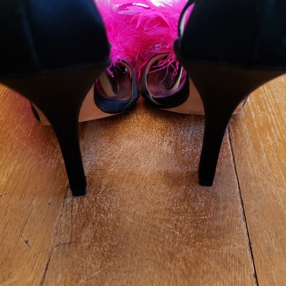 Badgley Mischka high heels pink boa shoes - Picture 2 of 5